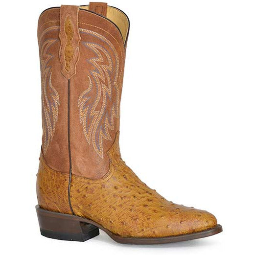 Men's Roper Little Oliver Smooth Ostrich Boots Handcrafted Brown - yeehawcowboy