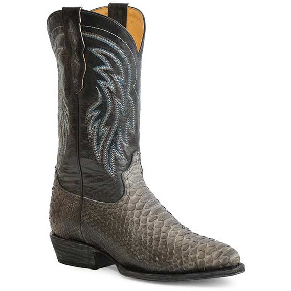 Men's Roper Peyton Python Boots Handcrafted Nobuck Gray - yeehawcowboy