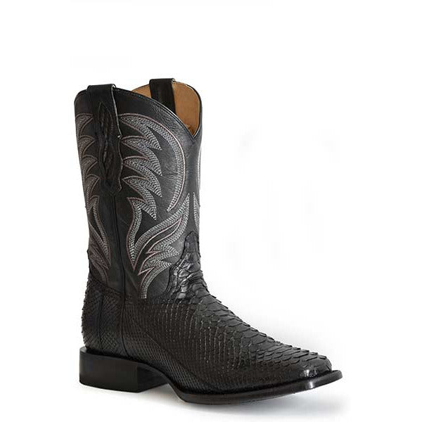 Men's Roper Peyton Python Boots Handcrafted Black - yeehawcowboy