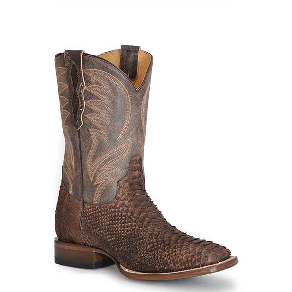 Men's Roper Peyton Python Boots Handcrafted Brown - yeehawcowboy