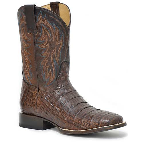 Men's Roper Cody Caiman Belly Tail Boots Handcrafted Brown - yeehawcowboy