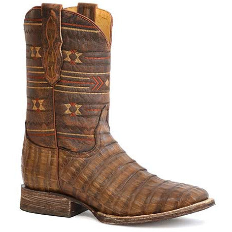 Men's Roper Cody Caiman Tail Boots Handcrafted Brown - yeehawcowboy