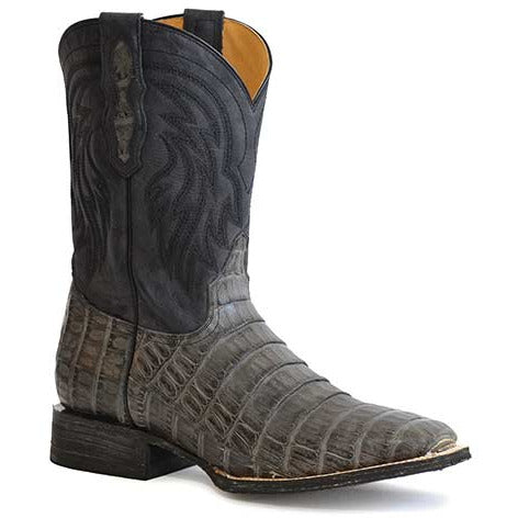 Men's Roper Cody Caiman Tail Boots Handcrafted Gray - yeehawcowboy