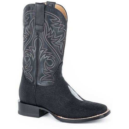 Men's Roper Silas Stingray Hybrid Sole Exotic Boots Handcrafted Black - yeehawcowboy