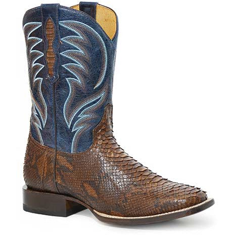 Men's Roper Peyton Python Hybrid Sole Boots Handcrafted Brown - yeehawcowboy