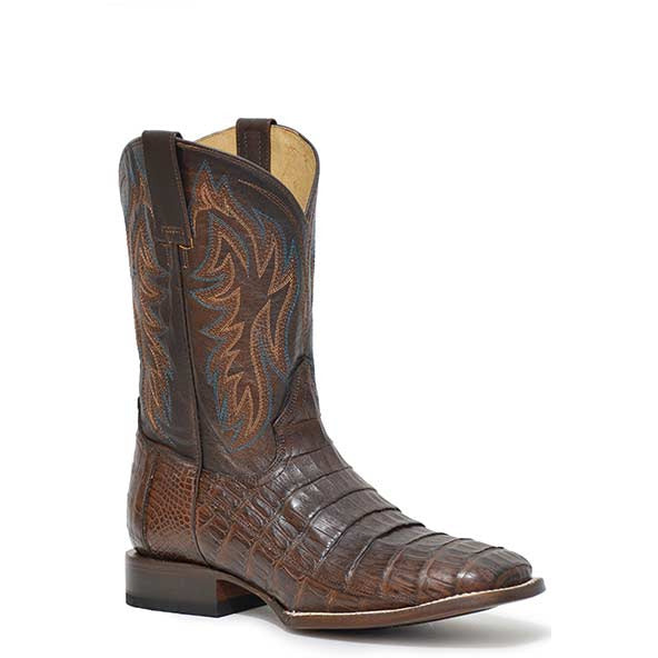 Men's Roper Cody Caiman Belly Tail Hybrid Sole Boots Handcrafted Brown - yeehawcowboy