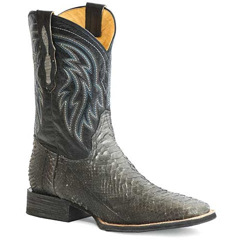 Men's Roper Peyton Python Hybrid Sole Boots Handcrafted Nobuck Gray - yeehawcowboy