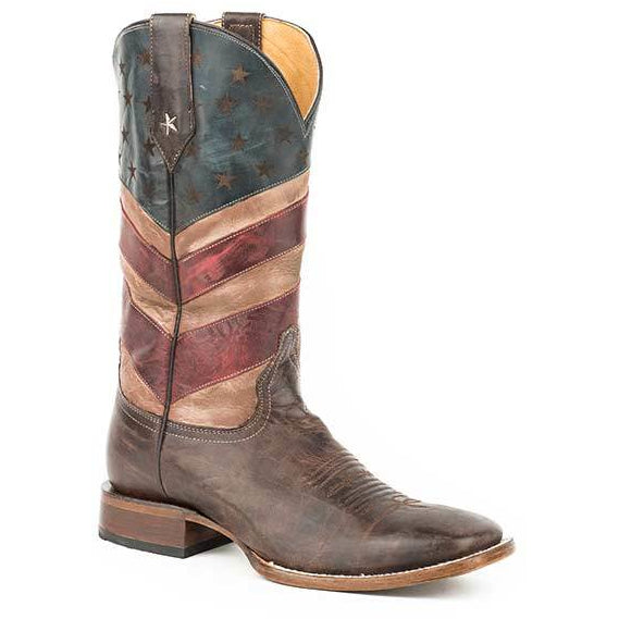Men’s Roper Old Glory Boots Handcrafted Brown - yeehawcowboy