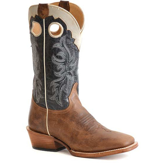 Men's Roper Ride'em Cowboy Leather Boots Handcrafted Tan - yeehawcowboy