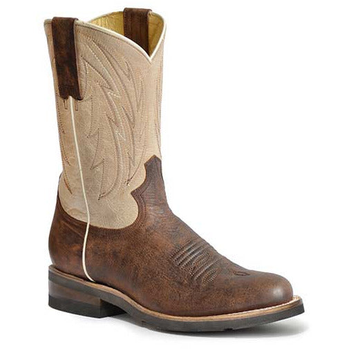 Men's Roper Parker II Geo Sole Leather Boots Handcrafted Brown - yeehawcowboy