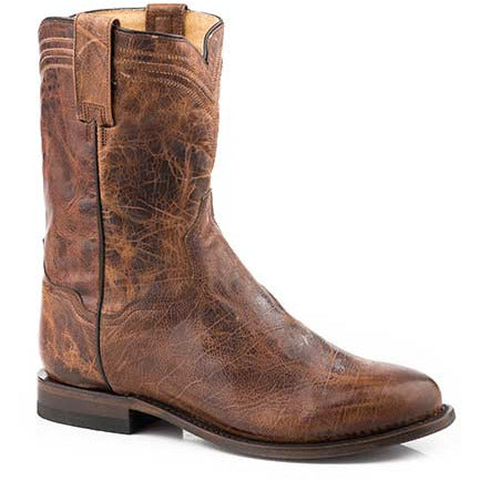 Men's Roper Roderick Leather Boots Handcrafted Tan - yeehawcowboy
