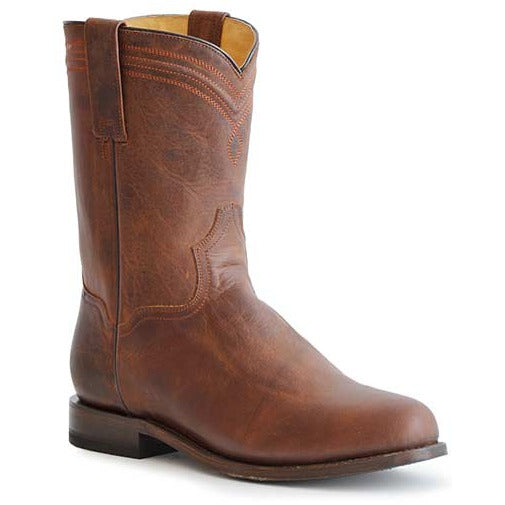 Men's Roper Roderick Leather Boots Handcrafted Brown - yeehawcowboy