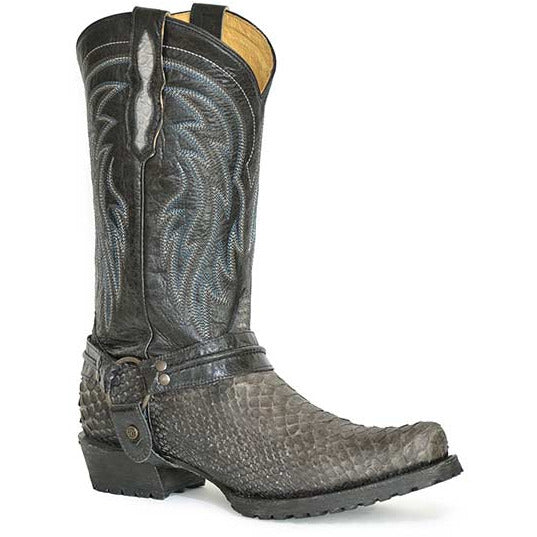 Men's Roper Peyton Python Boots Handcrafted Nobuck Grey - yeehawcowboy