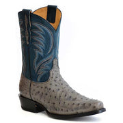 Men's Roper Oliver Full Quill Ostrich Boots Handcrafted Gray - yeehawcowboy