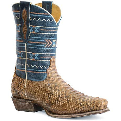 Men's Roper Peyton Aztec Python Boots Handcrafted Brown - yeehawcowboy