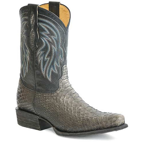 Men's Roper Peyton Python Boots Handcrafted Nobuck Gray - yeehawcowboy