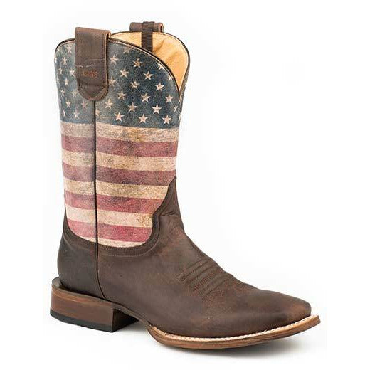 Men's Roper American Patriot Concealed Carry Flextra Boots Handcrafted Brown - yeehawcowboy
