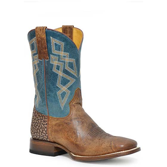 Men's Roper Merritt Hybrid Sole Leather Boots Handcrafted Tan - yeehawcowboy