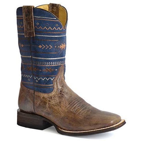 Men's Roper Aztec II Hybrid Sole Leather Boots Handcrafted Brown - yeehawcowboy
