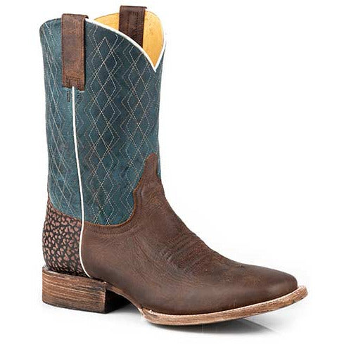 Men's Roper Merritt Hybrid Sole Leather Boots Handcrafted Brown - yeehawcowboy