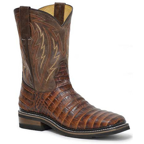 Men's Roper Croc Caiman PRINT Boots Handcrafted Cognac - yeehawcowboy