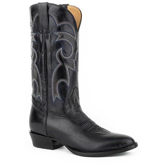 Men's Roper Parker R Toe Boots Handcrafted Black - yeehawcowboy