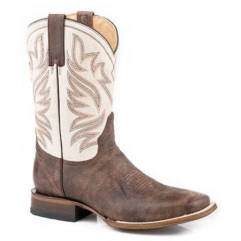 Men's Roper Parker Leather Boots Handcrafted Brown - yeehawcowboy