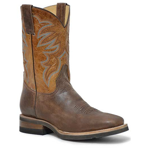 Men's Roper Work It Over Leather Boots Handcrafted Brown - yeehawcowboy