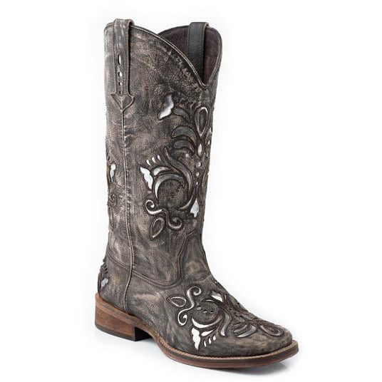 Women's Roper Belle Leather Boots Handcrafted Brown - yeehawcowboy