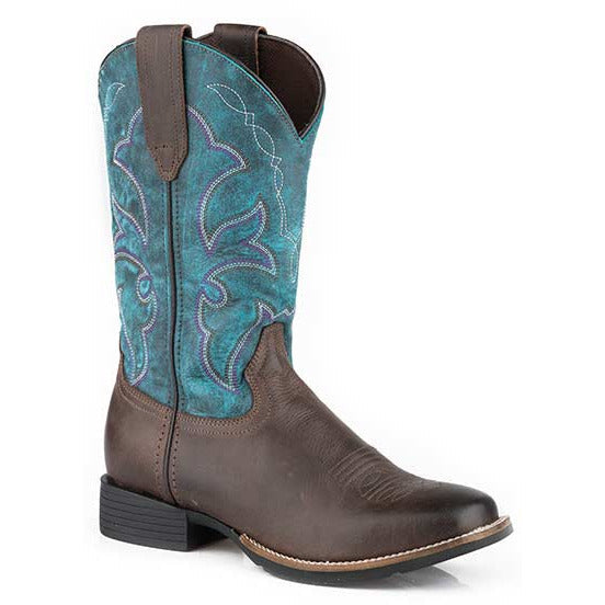 Women's Roper Monterey Leather Boots Handcrafted Brown - yeehawcowboy