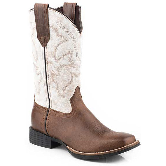 Women's Roper Monterey Leather Boots Handcrafted Tan - yeehawcowboy
