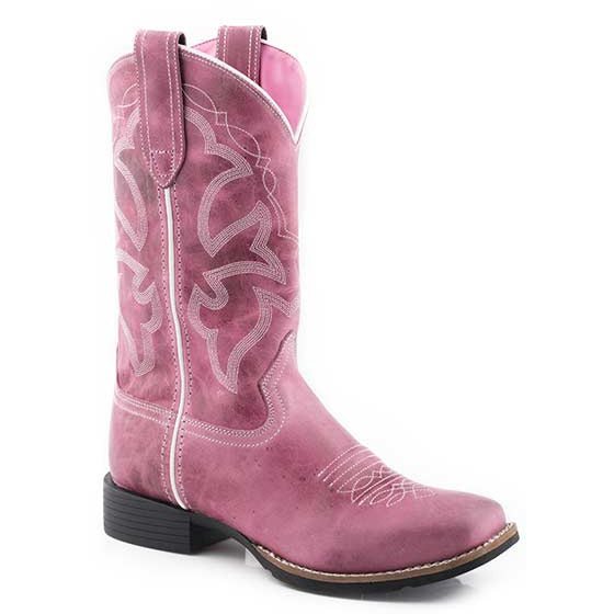 Women's Roper Monterey Leather Boots Handcrafted Pink - yeehawcowboy