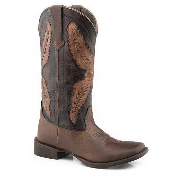 Women's Roper Clara Leather Boots Handcrafted Brown - yeehawcowboy