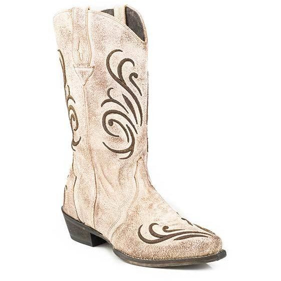 Women‚Äôs Roper Olivia  Boots Handcrafted Bone - yeehawcowboy
