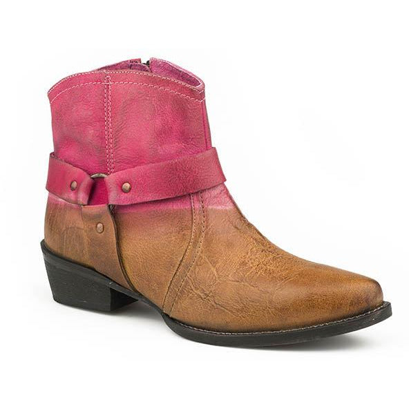 Women's Roper Arizona Leather Boots Handcrafted Tan - yeehawcowboy