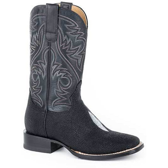 Women's Roper All In Single Stone Stingray Boots Handcrafted Black - yeehawcowboy