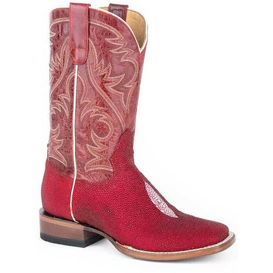 Women's Roper All In Single Stone Stingray Boots Handcrafted Red - yeehawcowboy