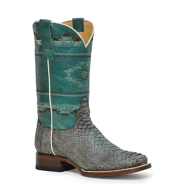 Women's Roper Oakley Python Boots Handcrafted Turquoise - yeehawcowboy