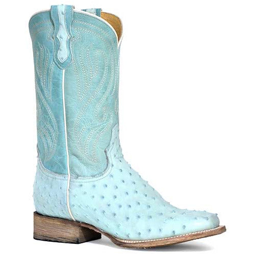 Women's Roper Olivia Ostrich Exotic Boots Handcrafted Turquoise - yeehawcowboy