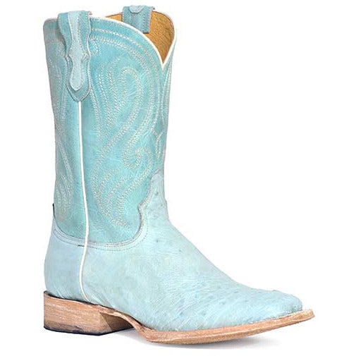 Women's Roper Opal Smooth Ostrich Exotic Boots Handcrafted Turquoise - yeehawcowboy