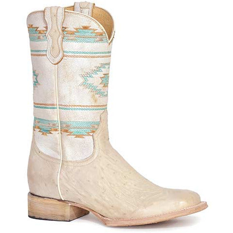 Women's Roper Opal Smooth Ostrich Exotic Boots Handcrafted Tan - yeehawcowboy