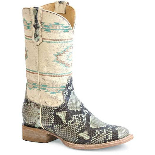 Women's Roper Piper Python Boots Handcrafted Turquoise - yeehawcowboy