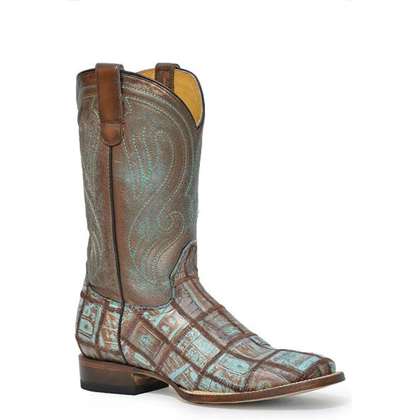 Women's Roper Caiman Check Hybrid Sole Boots Handcrafted Turquoise - yeehawcowboy