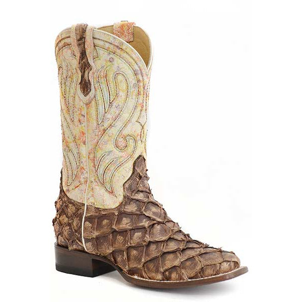 Women's Roper All In Pirarucu Hybrid Sole Boots Handcrafted Brown - yeehawcowboy