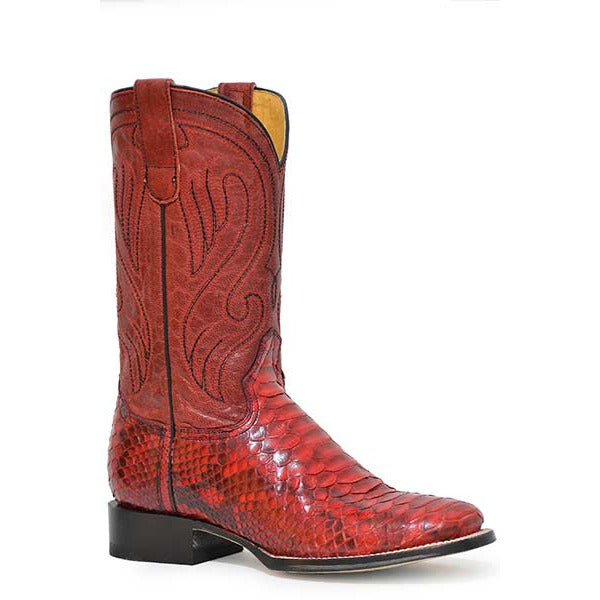 Women's Roper Oakley Python Hybrid Sole Boots Handcrafted Red - yeehawcowboy