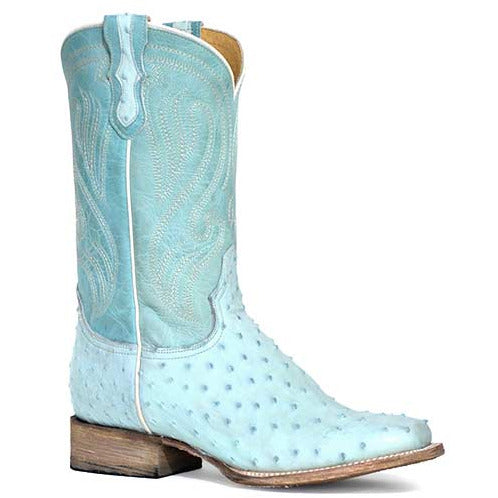 Women's Roper Olivia Ostrich Hybrid Sole Exotic Boots Handcrafted Turquoise - yeehawcowboy