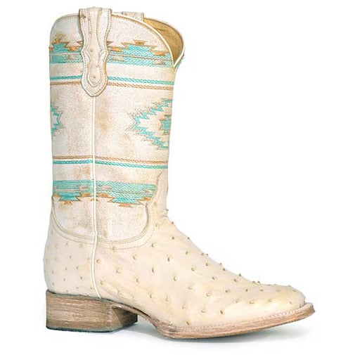 Women's Roper Olivia Ostrich Aztec Hybrid Sole Exotic Boots Handcrafted Tan - yeehawcowboy