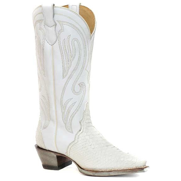 Women's Roper Oakley Python Boots Handcrafted White - yeehawcowboy