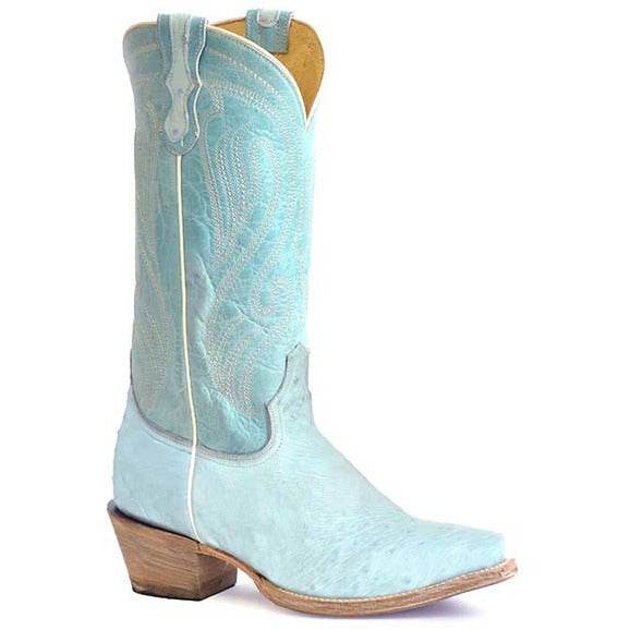 Women's Roper Opal Smooth Ostrich Exotic Boots Handcrafted Turquoise - yeehawcowboy