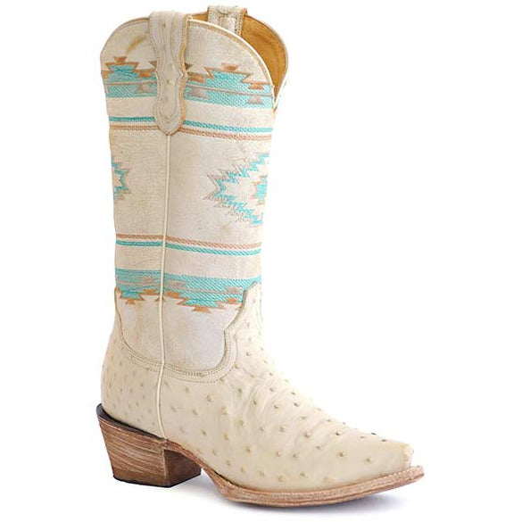 Women's Roper Olivia Ostrich Aztec Exotic Boots Handcrafted Tan - yeehawcowboy